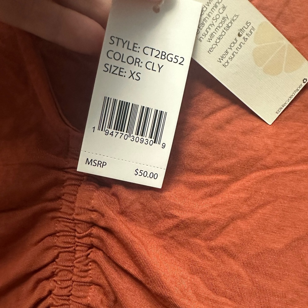 Citrus Women's Shirred Front Top Swim Coverup Burnt Orange NEW - Picture 3 of 4